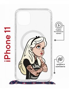 Чехол на iPhone 11 MagSafe с принтом Kruche Print Tattoo Girl с магнитом, со шнурком КruЧЕ