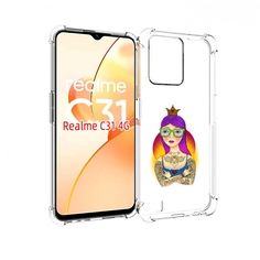 Чехол MyPads девушка в татуировках с короной для OPPO Realme C31