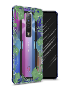 Чехол Awog на ZTE Nubia Red Magic 7 / ЗТЕ Нубиа Ред Мэджик 7 "Листья папоротника рамка"