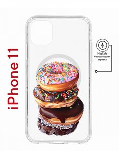 Чехол на iPhone 11 MagSafe с принтом Kruche Print Donuts противоударный с магнитом КruЧЕ