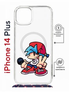 Чехол на iPhone 14 Plus MagSafe с принтом Kruche Print FNF Boyfrend с магнитом, со шнурком КruЧЕ