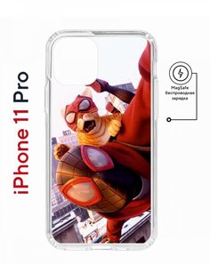 Чехол на iPhone 11 Pro MagSafe с принтом Kruche Print Человек паук с магнитом КruЧЕ