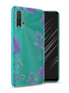 Чехол Awog на Xiaomi Redmi 9T "Сиреневая цветочная рамка"
