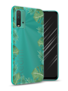 Чехол Awog на Xiaomi Redmi 9T "Листья папоротника рамка"