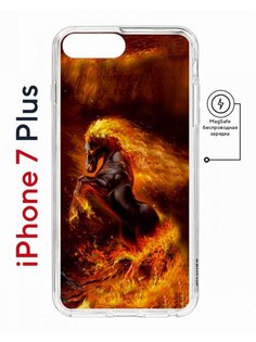 Чехол на iPhone 7 Plus/8 Plus MagSafe Kruche Print Конь огонь противоударный с магнитом КruЧЕ