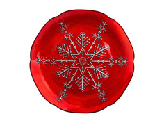 Блюдо Elan Gallery Снежинка 32x32x2cm Red-Silver 120802