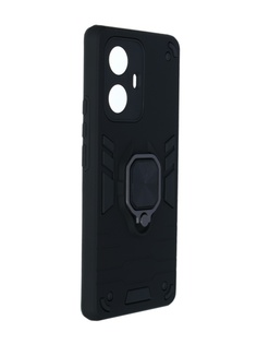 Чехол DF для Realme 10 Pro+ (5G) с магнитом и кольцом Black rmArmor-04