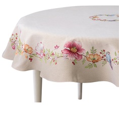 Скатерть круглая Mix&Match Home Магнолия 160 см, гобелен, бежевая