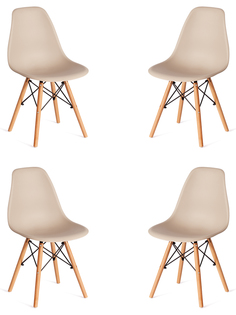 Стул CINDY EAMES mod. 1801 дерево бук/металл/сиденье пластик, 45x51x82 см, бежевый Tet Chair