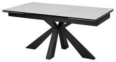 Стол М-City ALEZIO 160 BIANCO TL-45 Белый мрамор матовый, испанская керамика/черный каркас