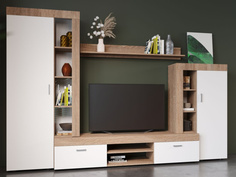 Стенка для гостиной «Орфей» под телевизор, дуб сонома/белый Imperial