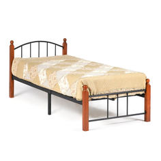 Кровать AT-915 дерево гевея/металл, 90*200 см (Single bed), красный дуб/черный Tet Chair