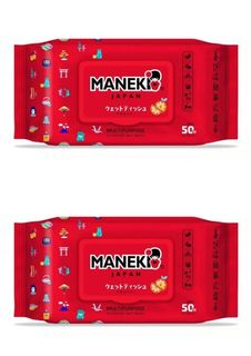 Салфетки влажные Maneki Универсальные, очищающие, аромат цитрусов, 50шт, 2 уп