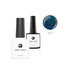 ADRICOCO Цветной гель-лак для ногтей №093, мерцающий морской синий, 8 мл, (2шт.)