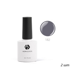 ADRICOCO Цветной гель-лак для ногтей №182, угольно-серый, 8 мл, (2шт.)