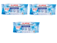 Салфетки влажные 50 шт., УНИВЕРСАЛЬНЫЕ, очищающие для всей семьи, LAIMA, 125960, (3шт.) Лайма