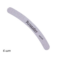 Kristaller Пилка для ногтей банан 180/240 грит, серый, (6шт.)