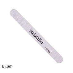 Kristaller Пилка для ногтей прямая 100/180 грит, серый, (6шт.)
