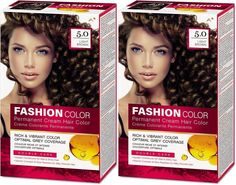 Стойкая крем-краска для волос Rubella, Fashion Color 5.0 Светло-коричневый, 50 мл, 2 шт