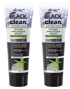 Витэкс Black Clean Глубоко очищающая маска для лица на основе глины, 75мл, 2шт Vitex