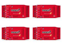 Салфетки влажные Maneki Универсальные, очищающие, аромат цитрусов, 50шт, 4 уп