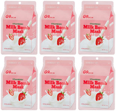 Тканевая маска для лица G9SKIN milk bomb mask strawberry 25мл 6шт