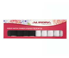 Набор швейных ниток Aurora Talia № 120, 10 x 200 м, черные и белые No Brand