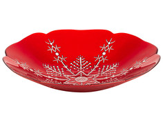 Блюдо Elan Gallery Снежинка 30x30x6cm Red-Silver 120803