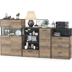 Комплект мебели Моби Трувор 13.307.01 комод + 13.306 комод с витриной + 13.307.02 комод с ящиками дуб гранж песочный/интра Mobi