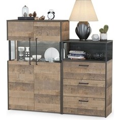 Комплект мебели Моби Трувор 13.306 комод с витриной + 13.307.02 комод с ящиками дуб гранж песочный/интра Mobi