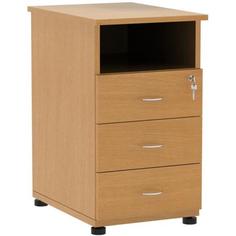 Тумба приставная "Этюд", 432х600х750 мм, 3 ящика, замок, полка, бук бавария, 400065-55