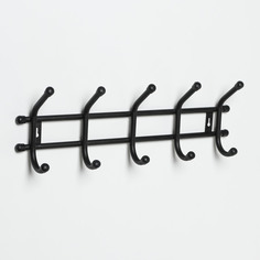 Вешалка настенная на 5 крючков «Уют 5», цвет чёрный No Brand