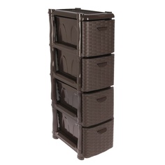 Комод пластиковый Idea узкий, 4-х секционный, "Ротанг", цвет коричневый (1155661)