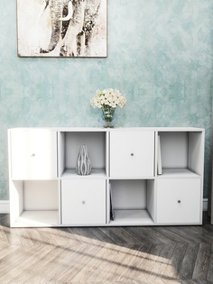 Стеллаж Wood&Stone Малави горизонтальный с 4 дверцами 8-секционный 310 Белый/ Дуб Бунратти