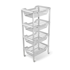 ЭТАЖЕРКА "ДЖЕТА" 4 КОРЗИНЫ НА КОЛЕСАХ (СВЕТЛО-СЕРАЯ) (1/4) "МАРТИКА" С736СЕР Martika