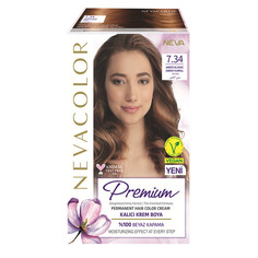 Крем краска для волос Nevacolor Premium стойкая 7.34 Янтарь