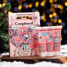 Набор Compliment Beauty box Розовый фламинго: пена 80 мл+желе 80 мл+лосьон 80 мл