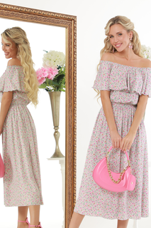 Платье женское DSTrend Цветочный грильяж серое 54 RU