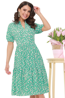 Платье женское DSTrend Цветочный парфюм зеленое 54 RU