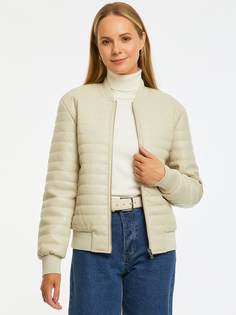 Кожаная куртка женская oodji 18A03026 бежевая 34 EU