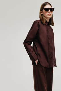 Рубашка женская Finn Flare FAD110256 коричневая M