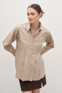 Рубашка женская Finn Flare FAD110246 бежевая XL