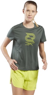 Футболка женская Reebok Running Sw Graphic Tee зеленая 42-44 RU
