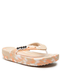 Шлепанцы Classic Platform Marbled Flip W 207824 Crocs бежевый 34,5 EU