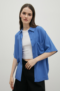 Рубашка женская Finn Flare BAS-10060 синяя 2XL