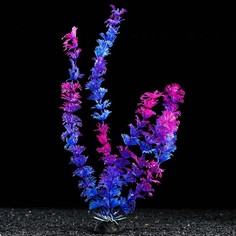 Искусственное растение для аквариума и террариума Пижон Аква синее 4х30 см 5 шт