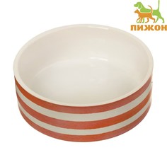 Миска для домашнего питомца Пижон Полоски терракотовая 180 мл 10,5х4 см