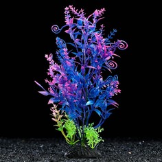 Искусственное растение для аквариума и террариума Пижон Аква фиолетовое 6х24 см 4 шт