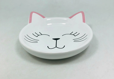 Миска для кошек N1 в форме мордочки кошки белая 11,8x11,8x4 см 0,080 л