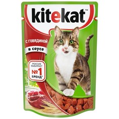 Влажный корм для кошек KiteKat говядина в соусе пауч 28 шт по 85 г No Brand
